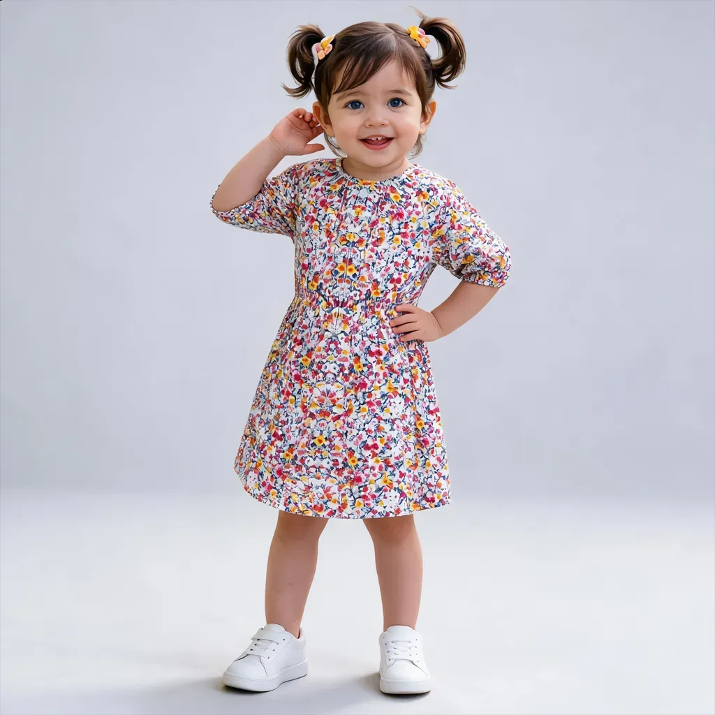 Summer Colorful Floral Dress - Imported