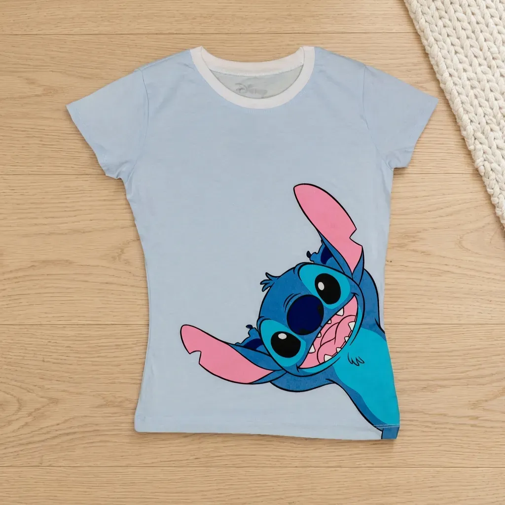 Girls Cotton Stitch T-Shirt  Slim Fit Light Blue