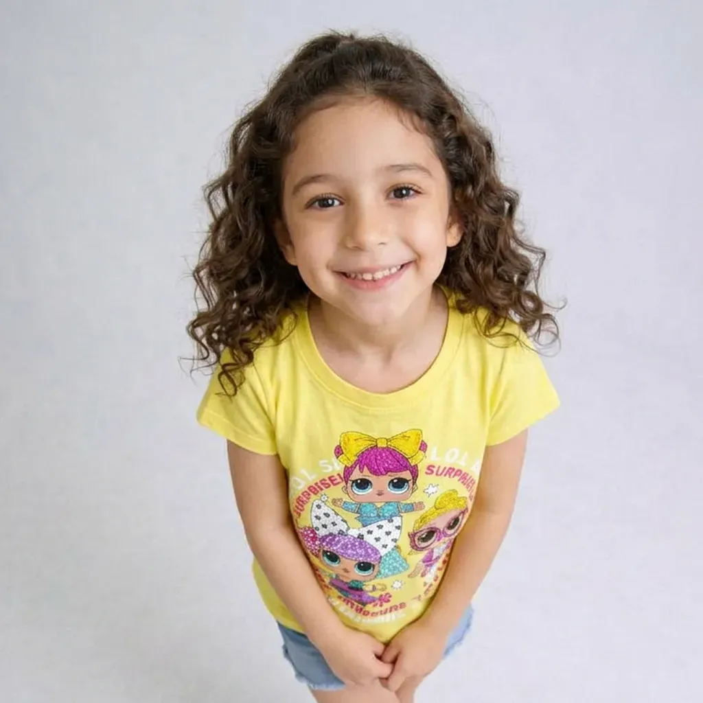 Girl Short Sleeve Cotton T-Shirt  Yellow