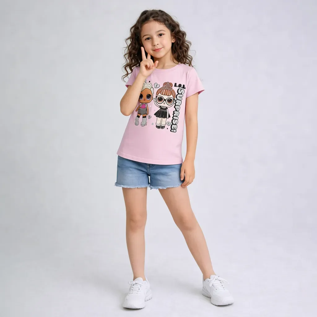 Girls' Slim Fit Cotton Short Sleeve T-Shirt – Pink