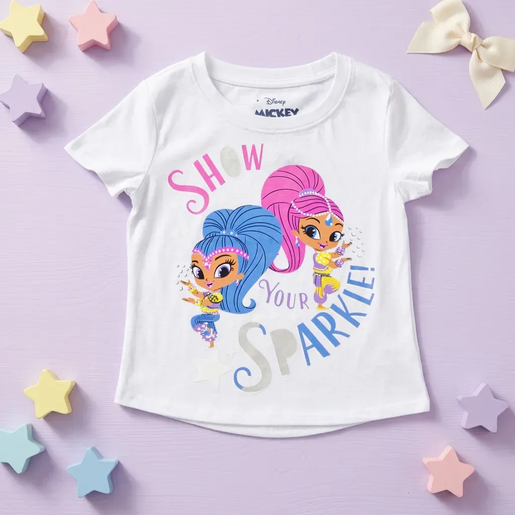 Girl T Shirt Summer Cotton Shine White