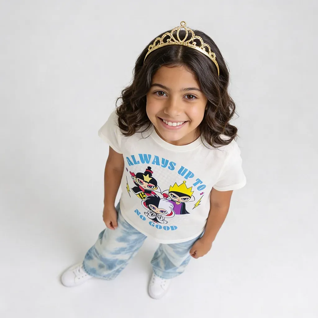 Girls Summer Cotton T-Shirt – Disney Princesses Print  White