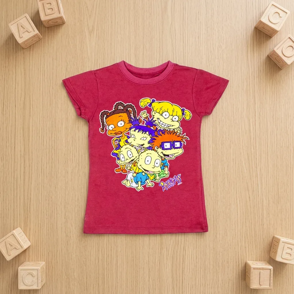 Girls’ Summer Cotton T-Shirt – Regular Fit, drack Red | Nebu Kids